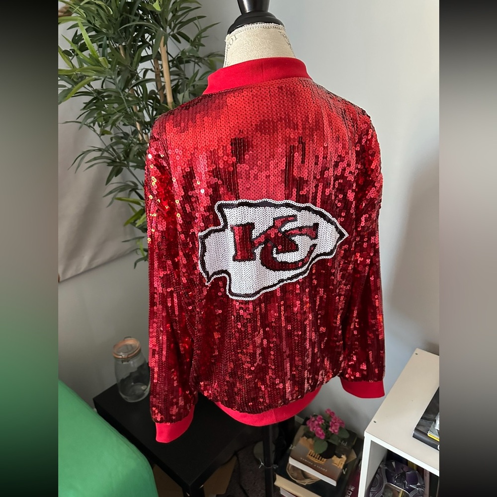 Women's Red Sequin Varsity Jacket